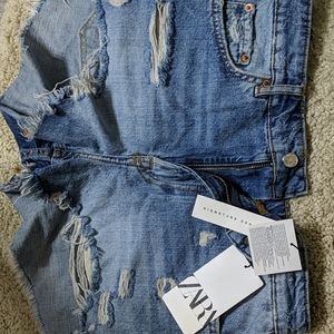 Zara high waste denim shorts